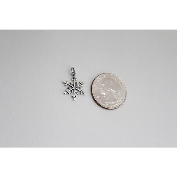Sterling Silver Snowflake Charm with Wire and Granulation - Picture 4 of 6